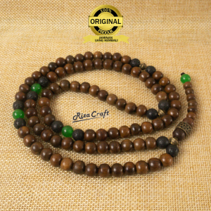 Tasbih Kayu Gaharu ASLI Wangi Original Kalimantan Super King Grade A Mewah 99 Butir sekat Giok Hijau