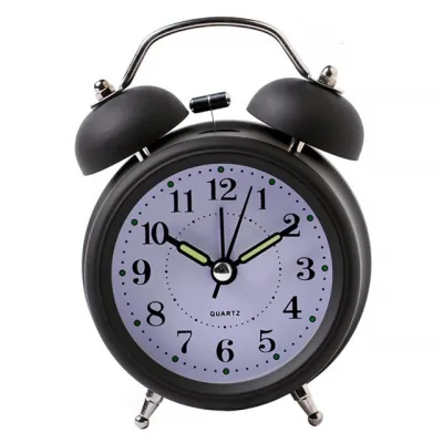 4 Inch Classic Loud Twin Double Bell Alarm Clock Analogue Bedside Desktop Clock School Home Office