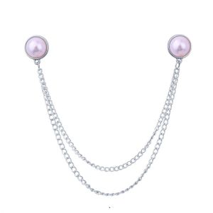SCXXCXVVBB Trendy Elegant Girl Double Chain Collar Jewelry Double Layer Korean Pin Women Brooches Collar Brooch Pearl Collar Pin