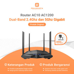 Router Tenda AC10 AC1200 MU-MIMO Dual-Band Gigabit Wireless Wi-Fi | Bekas Original Bonus Adaptor