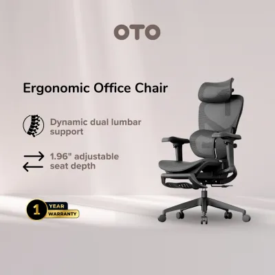 OTO Zenpex Premium Ergonomic Office Chair with Dynamic Dual Lumbar Support Breathable Mesh 360° Adjustable Armrests 3D Headrest Adjustable Seat Depth & 135° Recline