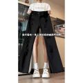 cleanfit Seluar Putih untuk Lelaki Musim Panas Tinggi Dilanjutkan Lurus Kaki Berkobar Seluar Jeans Koyak American High Street. 
