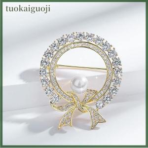 tuokaiguoji Round White Cute Bowknot Brooches For Women Fashion Creative Luxury Alloy Anti-glare Lapel Clothes Fixed Pins