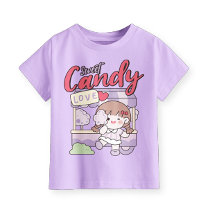 Kaos Anak Perempuan Terbaru Lengan Pendek Motif Sweet Candy
