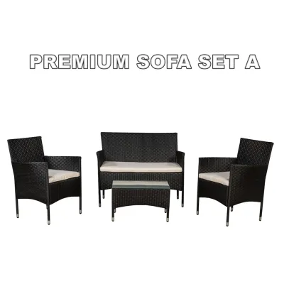 IPRO Outdoor Rattan Sofa Garden Outdoor Table and Chair Set Balcony Sofa Rotan Set Meja Kerusi Outdoor Kerusi Rotan Taman