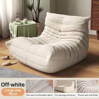 DreamHug Modern Simple Style Velvet Fabric Single Recliner Bed Bug Sofa Caterpillar Lazy Sofa with Full Sponge Leisure Reclining Chair for Balcony Living Room Bedroom