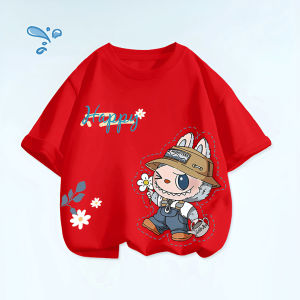Holiday Christmas Red T-shirt for Kids Girls 5-12 Years Old Cute Printed Design T-shirt Blouse Tops for Girls