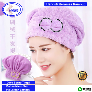 Handuk Rambut Keramas Topi Pita Tebal Microfiber Lembut Towel Hair Dry Import Dewasa 30x24cm Serap Air Tinggi Nyaman untuk Mandi