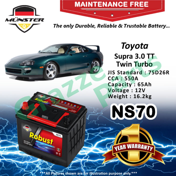Münster Robust MF CMF NS70 | NS70R | 75D26R (65AH) Car Battery Bateri ...