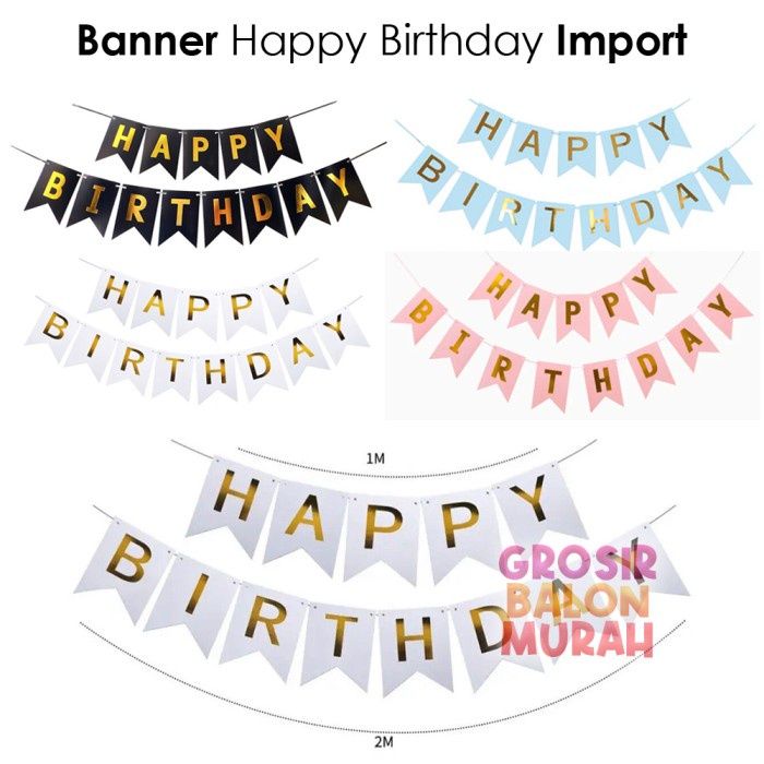 Banner Happy Birthday Gold #2 / Bunting Flag HBD / Banner hbd | Lazada ...