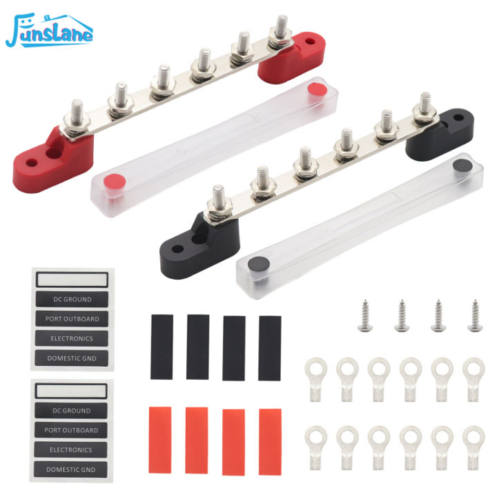 Tanstic 12-poliger Stromverteilerblock – Mit Ringkabelschuhen, 1/4 Zoll Stud, 12x M4 Schrauben, Rot, 180 A