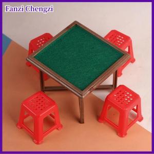 Fanzi 1Set 1:12 Dollhouse Miniature Mahjong Table And Chair Model Furniture Home Model Decor Toy Doll House Accessories