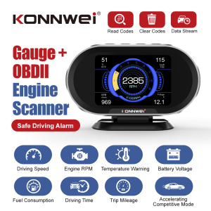 KONNWEI KW206 OBD2 Scanner 3.5 inch LCD Car On-board Computer Code Reader Fuel Consumption Temperature Gauge Overspeed Warning Backlight Display Gauge Multifunction Auto Car Digital Computer for Audi/BMW/Volvo/Ford/Isuzu/Honda/Toyota Free Update