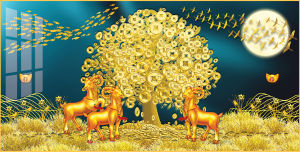 Tranh tráng gương Tết Tam Dương Tài Lộc treo tường chất liệu gỗ phủ bóng đẹp mê ly nhiều kích thước