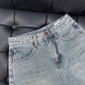 Quần short jeans túi kiểu trơn xanh LENCLOTHING 9748. 