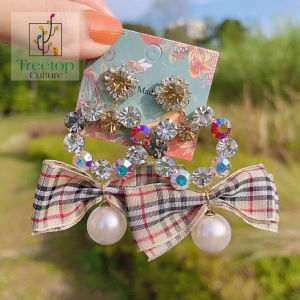 [Treetop - Exotic Breeze] Korean eurprean ribbon stud earring crystal colourfast 925 silver14k gold plated 高品质浪漫水晶耳环