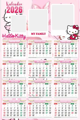 Kalender Custom 2026 Foto Sendiri BEBAS Pilih Karakter yg tersedia Size 32x48 cm