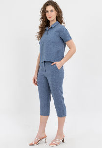 Krizia Collared Top Blouse and Pants 2 Piece Set Terno