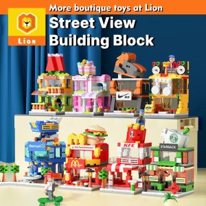 Lion Toy Store 8Style 1439PCS Mini City Street View Building Blocks McDonalds House Model Compatible With Childrens Educational Toys Christmas Gift With Box Birthday Gift