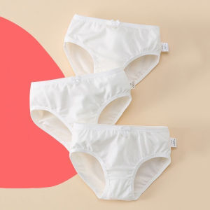 KUCHAR 3Pcs/lot Kids Girls Panties Cotton Underwear Childrens Briefs Short Solid White Color