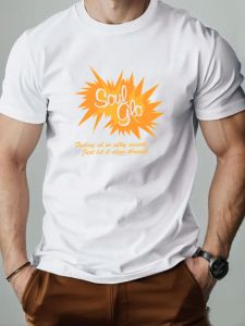 Summer Men T-shirt 100%Cotton Colorful Letters Print Round Neck Breathable Streetwear Oversized Tee Casual High Quality Clothing