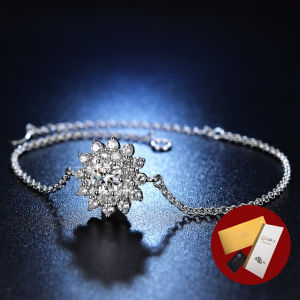 Diamcity (Free Gra Certificate) Gelang Bunga Matahari Moissanite Fashion Wanita 1 Karat