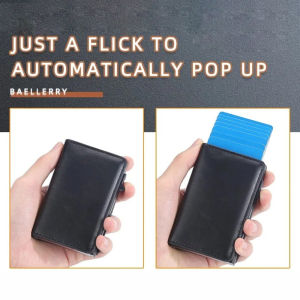 Personalized Name RFID Blocking Men Wallets Free Name Engraved Mini Slim Card Holder Brand Male Purses High Quality Popup Wallet