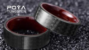 Best-selling products in cross-border foreign trade  8mm Carbon fiber shell with rosewood inner ring stylish mens textured ring
