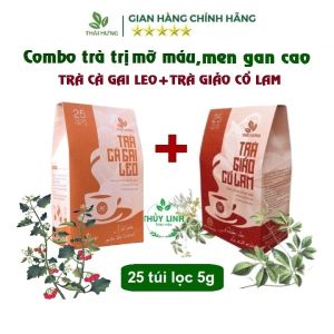 Combo Trà Giảo Cổ Lam & Trà Cà Gai Leo Hỗ Trợ Giảm Cân và Mỡ Máu Men Gan Cao - 25 Túi Lọc 5g