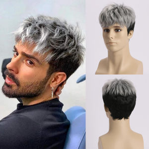 European and American wig cross-border new mens wig set small curly short hair mens hair synthetic headband manufacturer in stock