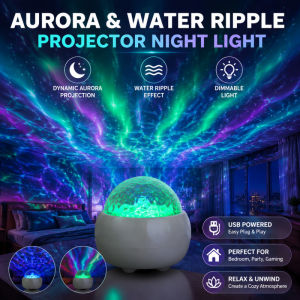 Water Ripple Aurora Projector Night Light Usb Led Starry Galaxy Lamp Bedroom Party Ambient Decor