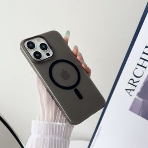 ชาร์จไร้สายเคสโทรศัพท์อะคริลิค Magsafe ผิวด้านโปร่งใสแบบบางพิเศษฮาร์ดพีซีกันกระแทกปกป้องฝาหลังสำหรับ iPhone 11 12 13 14 15 16 Pro Max Plus