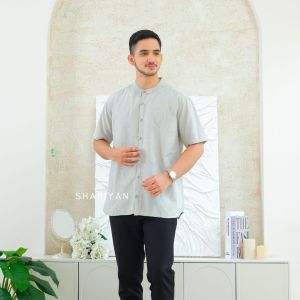 SHABIYAN Baju Koko Katun Bordir Elegan Lengan Pendek Motif Etnik