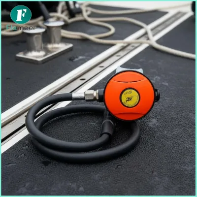 Flameer ABS Body Second Stage Regulator Non-Adjustable Dive Breathing Regulator Pressure Hose Underwater Mouthpiece Long-Lasting for Divers Underwater