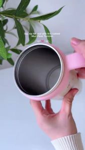 316 Stainless Steel Cute Thermos Cup with Straw & Handle Vacuum Insulated Leakproof Hot & Cold