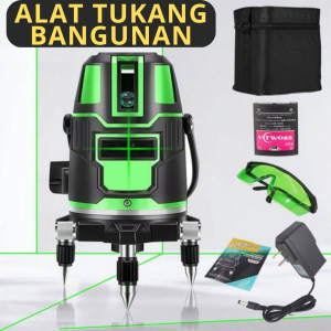 RAJA TAFFWARE Laser siku waterpass digital alat tukang bangunan 2 Line akurat Self Leveling Green .