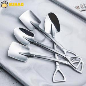 【N2HAO】 4Pcs set Stainless Steel Retro Shovel Ice Cream Coffee Spoon Creative Tea-spoon