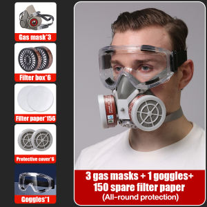 ✨ 100% Breathable ✨ 18 in 1 gas mask 3m mask 3m respirator mask dust mask Half Facepiece Reusable Spray Paint Decoration Chemical Dust