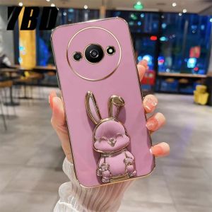 YBD ดีไซน์ใหม่ สำหรับ Redmi เคส A3หรูหรา3D สเตอริโอขาตั้งเคสนิ่มแฟชั่นน่ารักชุบไฟฟ้าให้เคสโทรศัพท์