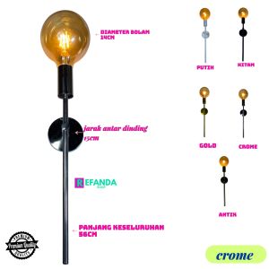 lampu dinding astetik minimalis modern untuk ruang tamu kamar dan depan lengkap dengan bolam tinggal pasang bahan stainless anti karat