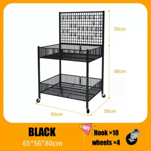 Folding Stall Cart on Wheels Professional Grade Mobile Promotion Display Stand for Street Vendors Rustproof Steel Frame Quick Assembly Promotion Trolley Perfect for Food Retail Night Markets Outdoor Events