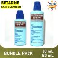 Betadine Skin Cleanser Solution (60 mL + 120 mL) BUNDLE PACK - Povidone Iodine 7.5% Antiseptic. 