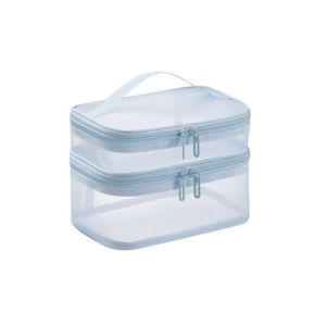 NEMOPH Dung lượng lớn Túi đựng mỹ phẩm du lịch Kho lưu trữ Lưới trong suốt Hộp đựng mỹ phẩm Thời trang nữ 2/3 lớp Túi đựng đồ vệ sinh cá nhân Tổ chức đồ dùng vệ sinh