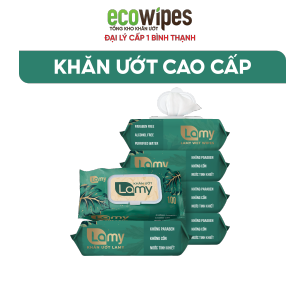 KHO BÌNH THẠNH_Combo 5 gói khăn ướt Lamy không cồn không parabens cao cấp dành cho em bé gói 100 tờ