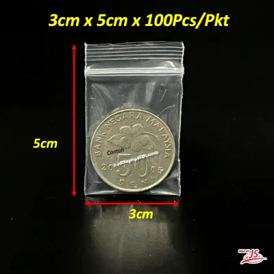 (SUPER SMALL) PE Plastic Zipper Bag / Transparent Packaging Plastic Bag with Sealable Zipper / Zip Lock Bag RED/BLUE 100pcs/PKT