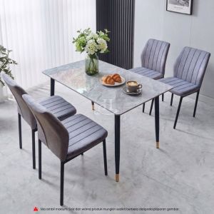 [FREE INSTALLATION] I HOME EVARA 1+6 / 1+4 Ceramic Sintered Stone Marble Dining Table Set
