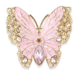 Hmeme เข็มกลัดติดพลอยเทียมรูปผีเสื้อคริสตัลแนววินเทจสำหรับผู้หญิงเสื้อโค้ทของขวัญสุดสร้างสรรค์