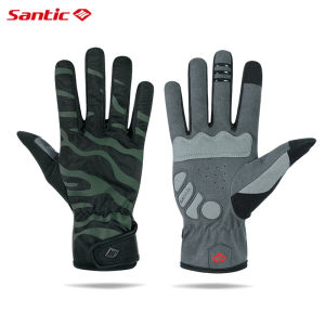 Santic Men Cycling Gloves Sports Touch Screen Breathable MTB Bike Road Bicycle Full Finger Gloves
