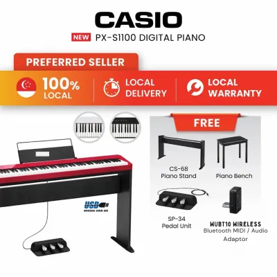CASIO Privia PX-S1100 (RED) Digital Piano New 2021 Model 88 keys Digital Electronic (PXS1100)