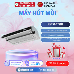 Máy hút mùi âm tủ Kaff KF TL700ST inox kính đen công suất 1000 m³/h thiết kế âm gọn gàng hiện đại